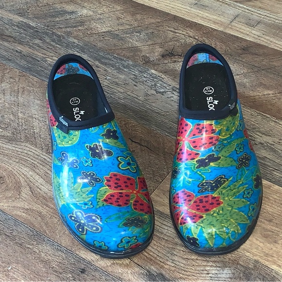 Sloggers floral waterproof rain garden clogs shoes size 10 - Picture 2 of 5